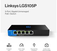 Linksys 5 Port Gigabit Poe + Switch Lgs105P Network Hub Expander