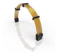 LINKUP - 30cm PSU PC Power Extension Cable Metallic Sleeved Silicone Coated Soft & Flexible to Route Custom Mod CPU w/Comb | 1x 8P (4+4) CPU EPS | 300mm - Gold