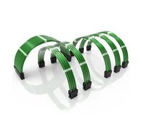 LINKUP - 30cm PSU PC Power Extension Cable Metallic Sleeved Silicone Coated Soft & Flexible to Route Custom Mod GPU & CPU w/Comb Kit | 1x 24P (20+4) | 2x 8P (4+4) CPU | 3x 8P (6+2) GPU | 300mm - Green
