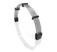 LINKUP - 30cm PSU PC Power Extension Cable Metallic Sleeved Silicone Coated Soft & Flexible to Route Custom Mod CPU w/Comb | 1x 8P (4+4) CPU EPS | 300mm - Silver