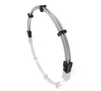 LINKUP - 30cm PSU PC Power Extension Cable Metallic Sleeved Silicone Coated Soft & Flexible to Route Custom Mod CPU w/Comb | 1x 4P CPU EPS | 300mm - Silver