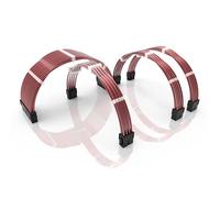 LINKUP - 30cm PSU PC Power Extension Cable Metallic Sleeved Silicone Coated Soft & Flexible to Route Custom Mod GPU & CPU w/Comb Kit | 1x 24P (20+4) | 1x 8P (4+4) CPU | 2x 8P (6+2) GPU | 300mm - Pink