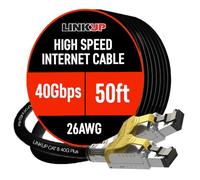 LINKUP - [40Gbps Certified Cat8 Ethernet Patch Cable Double Shielded┃2000MHz (2GHz) Cat8.1┃Future Proof LAN Wires Compatible with Cat7A, Cat7, Cat6A, 25G, 10G, 1G Network [Black] - 50ft (15M)