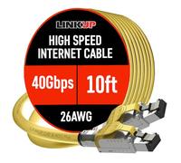 LINKUP - [40Gbps Certified Cat8 Ethernet Patch Cable Double Shielded┃2000MHz (2GHz) Cat8.1┃Future Proof LAN Wires Compatible with Cat7A, Cat7, Cat6A, 25G, 10G, 1G Network [Yellow] - 10ft (3M)