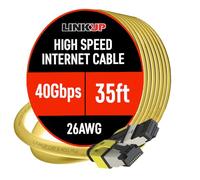 LINKUP - [40Gbps Certified Cat8 Ethernet Patch Cable Double Shielded┃2000MHz (2GHz) Cat8.1┃Future Proof LAN Wires Compatible with Cat7A, Cat7, Cat6A, 25G, 10G, 1G Network [Yellow] -35ft (10.6M)