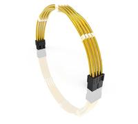 LINKUP - 50cm PSU PC Power Extension Cable Metallic Sleeved Silicone Coated Soft & Flexible to Route Custom Mod GPU w/Comb | 1x 8P (6+2) GPU PCIe | 500mm - Gold