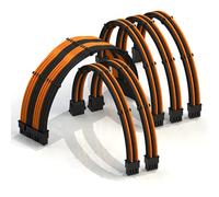 LINKUP - 50cm Super Soft and Flexible PSU Cable Extension Sleeved Custom Mod GPU PC Braided w/Comb Kit - Compatible with RTX3090 | 1x24P (20+4) | 2x8P (4+4) CPU | 3x8P (6+2) GPU set |500mm BlackOrange