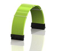 LINKUP - AVA 30cm ATX 24 Pin (20+4) Motherboard PSU Braided Sleeved Power Supply Extension Cable w/Combs | Strong & Stiff Design | Single Pack | 300mm - Green