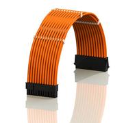 LINKUP - AVA 30cm ATX 24 Pin (20+4) Motherboard PSU Braided Sleeved Power Supply Extension Cable w/Combs | Strong & Stiff Design | Single Pack | 300mm - Orange