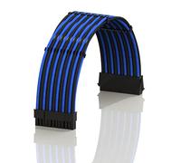 LINKUP - AVA 30cm ATX 24 Pin (20+4) Motherboard PSU Braided Sleeved Power Supply Extension Cable w/Combs | Strong & Stiff Design | Single Pack | 300mm - BlueBlack