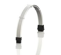 LINKUP - AVA 30cm EPS 8 Pin (4+4) CPU ATX Motherboard PSU Power Supply Braided Sleeved Custom Mod PC Extension Cable w/Combs | Strong & Stiff Design | Single Pack | 300mm - White