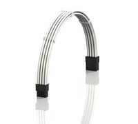 LINKUP - AVA 30cm PCI-E 8 Pin (6+2) GPU PSU Power Supply Braided Sleeved Custom Mod PC Extension Cable w/Combs | Strong & Stiff Design | Single Pack | 300mm - White