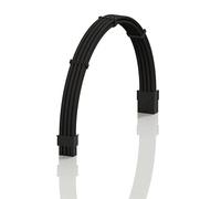 LINKUP - AVA 30cm PCI-E 8 Pin (6+2) GPU PSU Power Supply Braided Sleeved Custom Mod PC Extension Cable w/Combs | Strong & Stiff Design | Single Pack | 300mm - Black