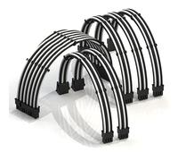 LINKUP - AVA 30cm PSU Cable Extension Sleeved Custom Mod GPU PC Braided w/Comb Kit - Compatible with RTX3090 | 1 x 24 P (20+4) | 2 x 8 P (4+4) CPU | 3 x 8 P (6+2) GPU set | 300mm - WhiteBlack