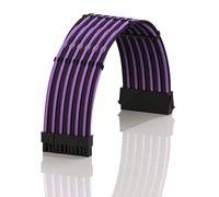 LINKUP - AVA 50cm ATX 24 Pin (20+4) Motherboard PSU Braided Sleeved Power Supply Extension Cable w/Combs | Strong & Stiff Design | Single Pack | 500mm - PurpleBlack