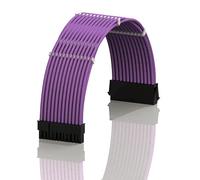 LINKUP - AVA 50cm ATX 24 Pin (20+4) Motherboard PSU Braided Sleeved Power Supply Extension Cable w/Combs | Strong & Stiff Design | Single Pack | 500mm - Purple