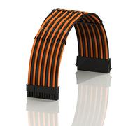 LINKUP - AVA 50cm ATX 24 Pin (20+4) Motherboard PSU Braided Sleeved Power Supply Extension Cable w/Combs | Strong & Stiff Design | Single Pack | 500mm - OrangeBlack