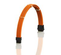 LINKUP - AVA 50cm EPS 8 Pin (4+4) CPU ATX Motherboard PSU Power Supply Braided Sleeved Custom Mod PC Extension Cable w/Combs | Strong & Stiff Design | Single Pack | 500mm - Orange