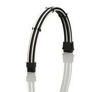 LINKUP - AVA 50cm EPS 8 Pin (4+4) CPU ATX Motherboard PSU Power Supply Braided Sleeved Custom Mod PC Extension Cable w/Combs | Strong & Stiff Design | Single Pack | 500mm - WhiteBlack