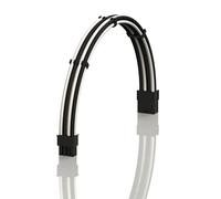 LINKUP - AVA 50cm PCI-E 8 Pin (6+2) GPU PSU Power Supply Braided Sleeved Custom Mod PC Extension Cable w/Combs | Strong & Stiff Design | Single Pack | 500mm - WhiteBlack