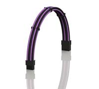 LINKUP - AVA 50cm PCI-E 8 Pin (6+2) GPU PSU Power Supply Braided Sleeved Custom Mod PC Extension Cable w/Combs | Strong & Stiff Design | Single Pack | 500mm - PurpleBlack