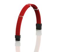 LINKUP - AVA 50cm PCI-E 8 Pin (6+2) GPU PSU Power Supply Braided Sleeved Custom Mod PC Extension Cable w/Combs | Strong & Stiff Design | Single Pack | 500mm - Red