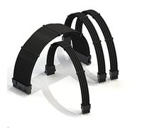 LINKUP - AVA 50cm PSU Cable Extension Sleeved Custom Mod GPU PC Braided w/Comb Kit | 6-Pack | 1 x 24 P (20+4) | 1 x 8 P (4+4) CPU | 2 x 8 P (6+2) GPU set | 500mm - Black -