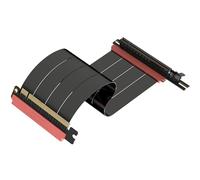 LINKUP - AVA5 Armour PCIE 5.0 Riser Cable | RTX5090 RX9070 GPU Ready | x16 128GB/s Speed | Compatible with Fractal Design Era 2 & Terra | Single Reverse Left Angle, Black 24cm (Total Length 28cm)