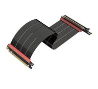 LINKUP - AVA5 Armour PCIE 5.0 Riser Cable | RTX5090 RX9070 GPU Ready | x16 128GB/s Speed | Compatible with PCIe 4.0 & WRX80/WRX90E | Left Angle, Black 30cm (Total Length 34cm)
