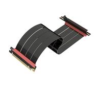LINKUP - AVA5 PCIE 5.0 Riser Cable | RTX5090 RX9070 GPU Ready | x16 128GB/s Speed | Compatible with PCIe 4.0 & WRX80/WRX90E | Right Angle, Black 30cm (Total Length 34cm)