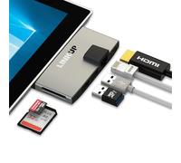 LINKUP - Surface Pro 4 Compatible SD Micro Memory Reader Adapter Hub | 6-in-1 Docking Station | 4K HDMI Gigabit Ethernet SD/Micro SD Card Slots,2x USB-A 3.0 Ports | Designed for MS Surface Pro 4