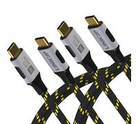 LINKUP - USB 4.0 240W 40Gbps Type-C Thunderbolt 4 Cable [0.9m 2-Pack] 8K@60hz Video Super-fast Data Charging Durable Sleeved Compatible with iPhone 15/16 Pro/Max MacBook Pro/Air iPad Pro Galaxy S23