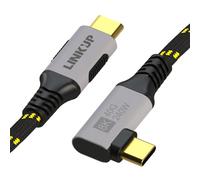 LINKUP - USB 4.0 240W 40Gbps Type-C Thunderbolt 4 Cable [1.2m Right Angle] 8K@60hz Super-fast Data Charging Durable Sleeved Compatible with iPhone 15/16 Pro/Max MacBook Pro/Air iPad Pro Galaxy S23