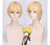 LINLINCD 40 cm Anime Hair Vocaloid Kagamine Rin Ren Golden Blonde Ponytail Wig Cosplay for Costume Party Heat Resistant Synthetic Fibre