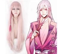 LINLINCD 80 cm 5v5 Arena Game Light Pink Straight Long Cosplay Wig with Fringe Heat Resistant Synthetic Halloween Costume Women Wigs