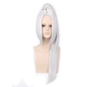 LINLINCD 80 cm Fate Grand Order Anime Hair Silver White Black Cosplay Wig with Claw Ponytail Straight Halloween Costume Wigs for Men Silver White