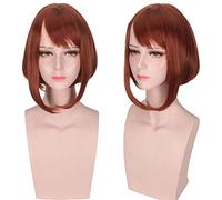 LINLINCD AniHut Cosplay Wig Ochako Uraraka Boku Wig No Hero Academy Synthetic Academy Red Short Cosplay Wig Anime My Hero Cosplay Ochaco Uraraka