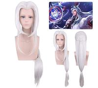LINLINCD Anime Cosplay Wig 100 cm Arena Of Valor: 5v5 Arena Game Silver White Long Straight Cosplay Wig Synthetic Hair Perucas Old Chinese Party Wigs