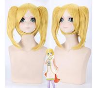 LINLINCD Anime Cosplay Wig 35 cm Vocaloid Rin Kagamine Blonde Cosplay Wig Synthetic Hair Anime Costume Halloween Party Wigs for Women with Ponytails Peruca