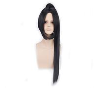 LINLINCD Anime Cosplay Wig 80 cm Fate Grand Order Anime Hair Silver White Black Cosplay Wig with Claw Ponytail Straight Halloween Costume Wigs for Men Black