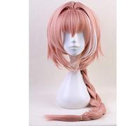 LINLINCD Anime Cosplay Wig Anime Astolfo Wig Fate Grand Order Apocrypha Highlights Long Pink Ponytail Wig Cosplay 80 cm Heat Resistant Synthetic Hair Wigs