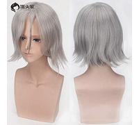 LINLINCD Anime Cosplay Wig Anime Japanese Tokyo Ghul Re Renji Yomo Cosplay Wig Raven Short Split Straight Wig Halloween Role Play