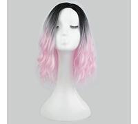 LINLINCD Anime Cosplay Wig Anime Short Curly Ombre Wig Cosplay Synthetic Hair Women Heat Resistant Lolita Two Tone Wigs for Costume Party 35 cm Pink Ombre