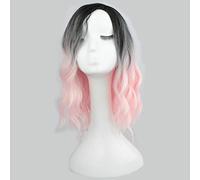 LINLINCD Anime Cosplay Wig Anime Short Curly Ombre Wig Cosplay Synthetic Hair Women Heat Resistant Lolita Two Tone Wigs for Costume Party 35 cm Peach Pink Ombre