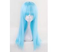 LINLINCD Anime Cosplay Wig Aotu World Sky Blue Long Cosplay Wig with Fringe 60 cm 65 cm Lemon Straight Synthetic Hair Halloween Costume Party Wigs for Women Light Blue