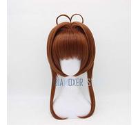LINLINCD Anime Cosplay Wig Biamoxer Card Captor Sakura Kinomoto Sakura Brown Short Straight Pony Bob Anime Cosplay Wig Women Girls Party Wigs Sakura 1