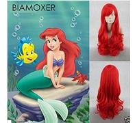 LINLINCD Anime Cosplay Wig Biamoxer Hot Anime The Little Mermaid Princess Ariel Cosplay Wig Halloween Play Wig Party Cosplay Costume Wig Heat Resistant