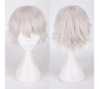 LINLINCD Anime Cosplay Wig Cheap Synthetic Hair Short Wavy Men's Wig Cosplay Black White Blonde Brown Purple Pink Blue Red Orange Grey Silver Anime Wigs Silver