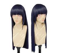 LINLINCD - Anime Wigs Hyuga Hinata Long Straight Hair Neat Bang Cosplay Wig + Wig Cap