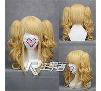 LINLINCD Axis Powers Cosplay Wig Hetalia Elizabeta Hedervary Golden Chip Ponytails Heat Resistant Fibre Hair Cosplay Wig + Free Wig Cap